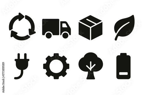 “eco, recycling solid icon set for sustainability and environment”