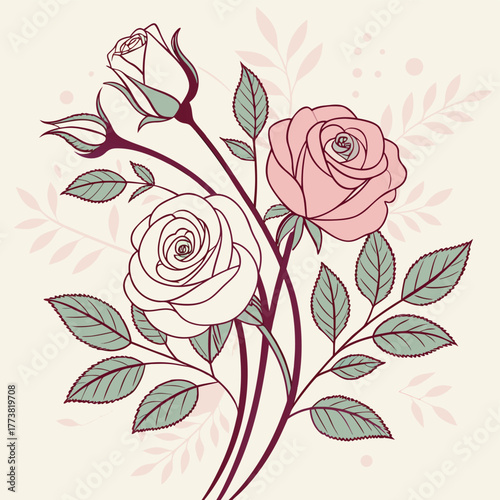 bouquet-of-roses-vector--smooth-line-art--pastel-t.eps