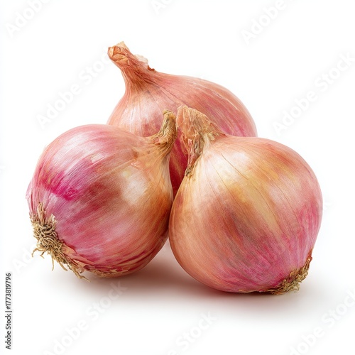 Three Fresh Red Onions on Display