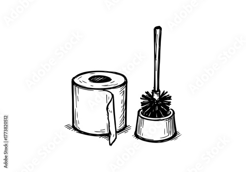 Toilet Paper Roll hand drawn simple sketch vector illustration