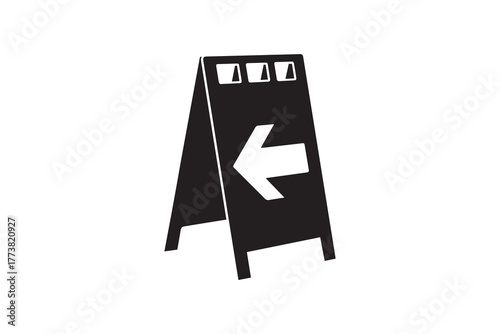 Directional A Frame Sign Pointing Left Simple Sidewalk Signboard with Arrow Icon