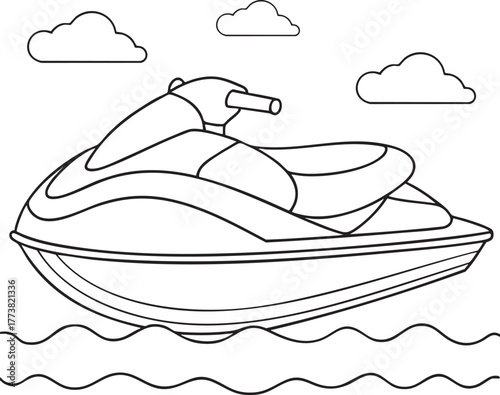 Jet ski outline image illustration for outdoor water sport and recreation activity