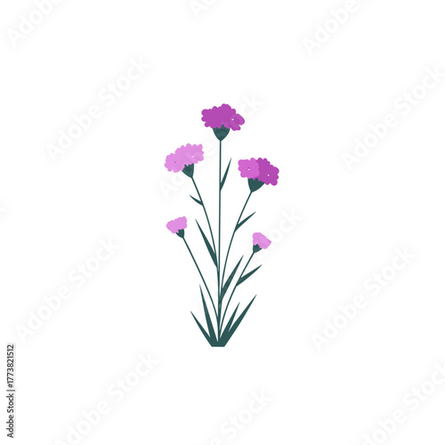 Purple and lilac Statice flowers with slender stems — minimalist botanical vector illustration