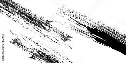 Vector brush sroke texture. Distressed uneven grunge background. Abstract distressed vector illustration. Overlay over any design to create interesting effect and depth. Black isolated on white. EPS10