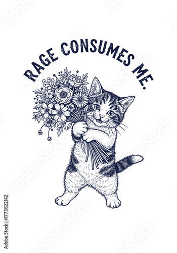 Funny Rage Consumes Me cat Design vector