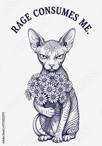Funny Rage Consumes Me cat Design vector