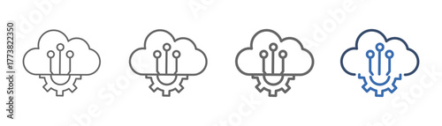 
outline icon sheet cloud computing with cloud and gear design