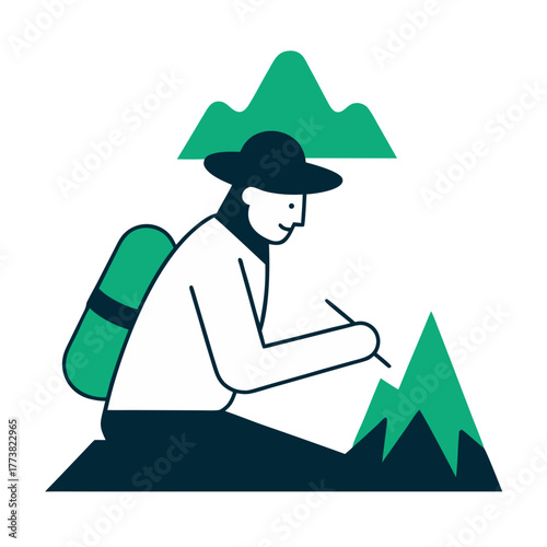 Adventurous illustrator captures mountain scenery with sketchbook