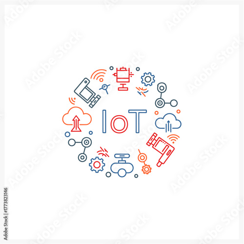 Modern IoT Illustration Connecting Devices in a Digital World - Smart Technology and Connectivity