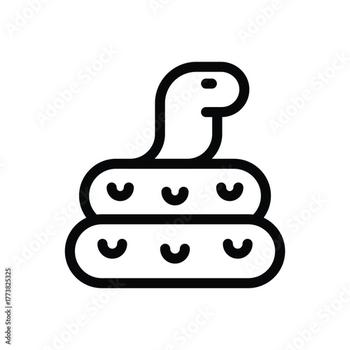 A simplified coiled snake illustration stylized with thick black lines