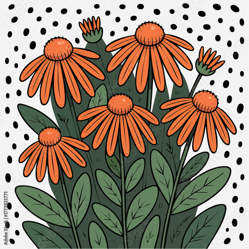 golden coneflower cluster prairie echo botanical texture dotted backdrop floral medley sunlit bloom