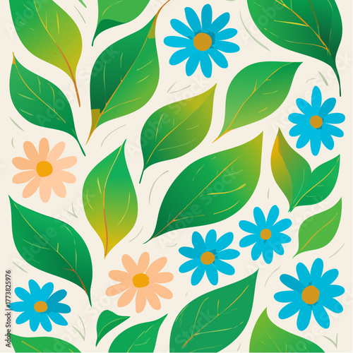 verdant bloom meadow: botanical rhythm foliage florals modern cottage core garden fresco