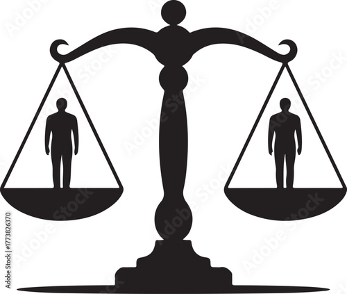 Human balance scale equilibrium concept illustration