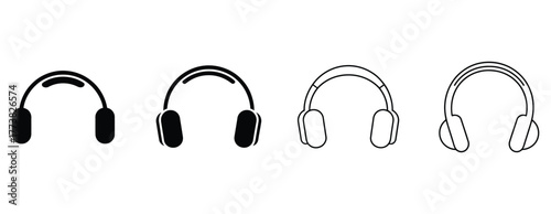 Modern headphones icons showing evolution of design, great for audio content, music production, gaming, or technology branding projects, ensuring crystal-clear sound and immersive experiences