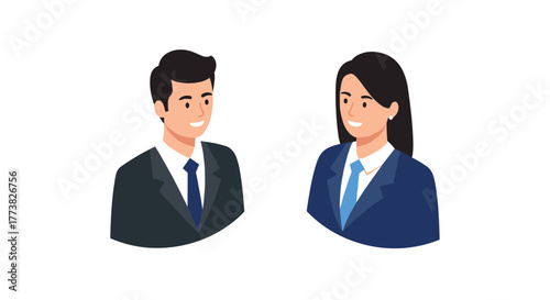 Business people cartoon characters in professional attire smiling