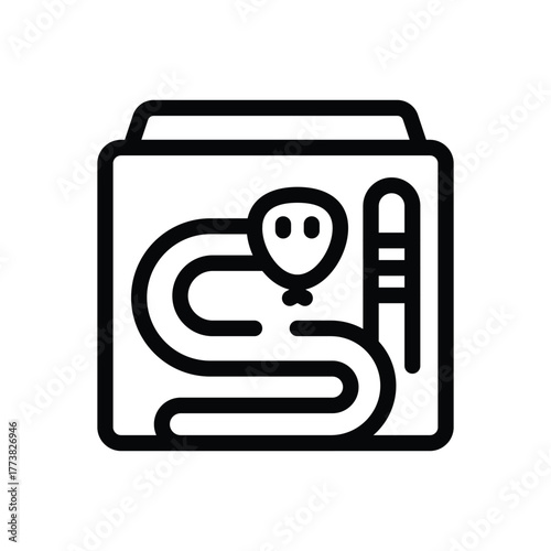 Snake in a terrarium coiled with a ladder