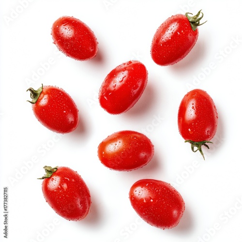 Fresh and vibrant cherry tomatoes, perfectly ripe and ready to enjoy. These juicy tomatoes are a delicious and healthy addition to any meal