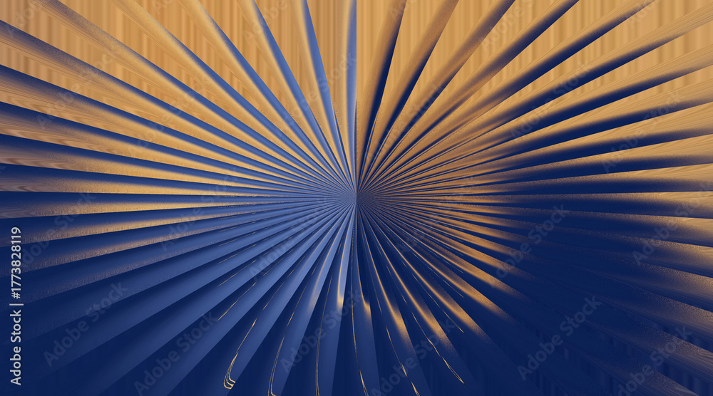 Obraz premium Abstract radial pattern with contrasting blue and golden brown tones creating a sunburst effect.