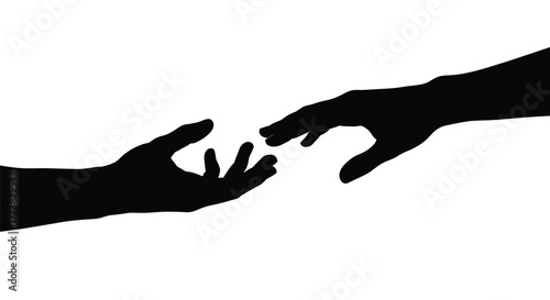 Two silhouetted hands reaching for each other a connection attempt