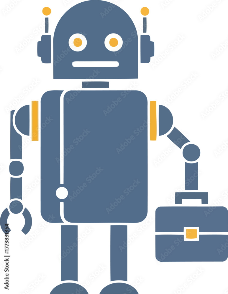 Fototapeta premium Robot with suitcase, artificial intelligence concept