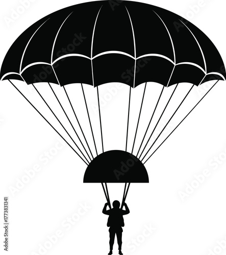 Adventure Parachuting Freefall Jumps Extreme Sports Vector silhouette