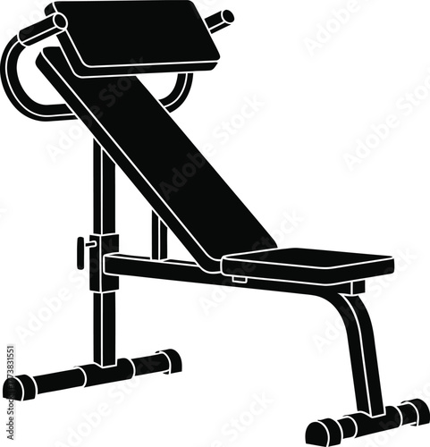 Heavy Duty Utility Bench with Preacher Curl Attachment Vector silhouette