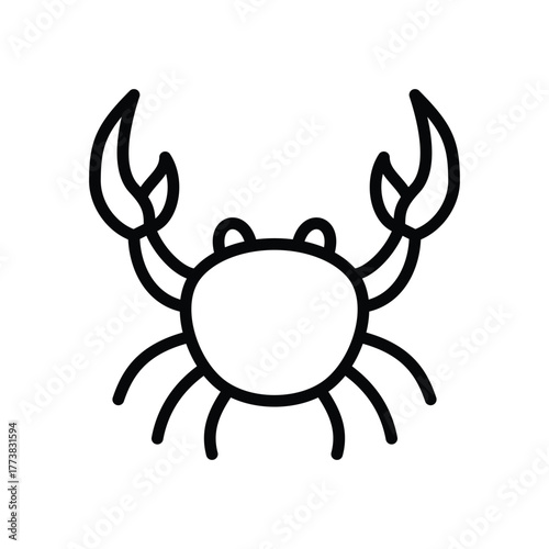 A cartoonstyle crab drawing with large claws and multiple legs