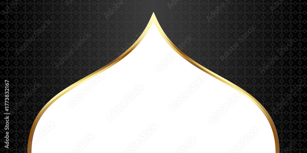 Fototapeta premium Black and Gold Islamic Arch Frame Illustration