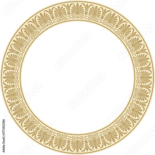 Vector gold round classical Greek ornament. European ornament. Border, frame, circle, ring Ancient Greece, Roman Empire.