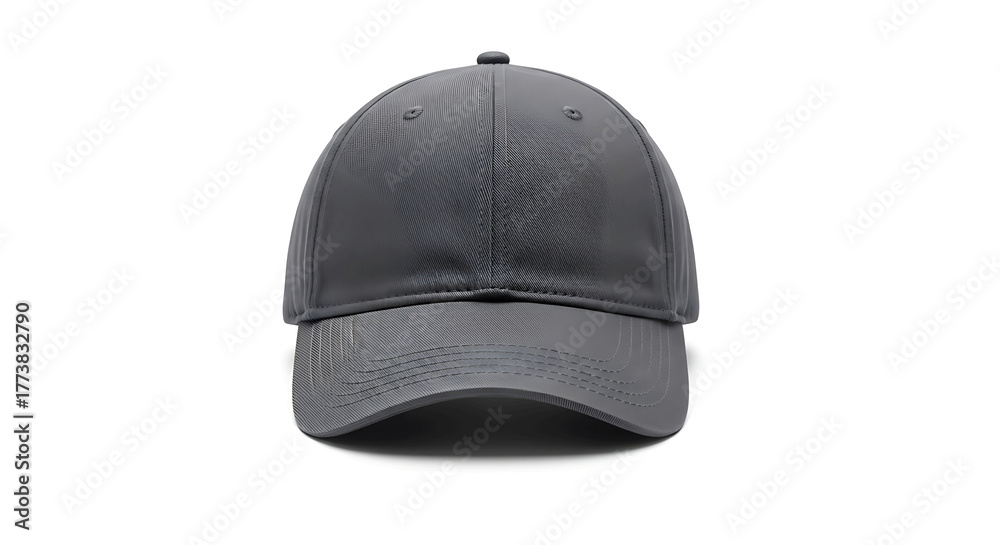 Fototapeta premium Versatile gray baseball cap, a classic headwear accessory designed for everyday style and practical sun protection, ideal for sports, casual wear, or diverse outdoor activities
