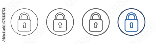 
outline icon sheet locked with circle and padlock design