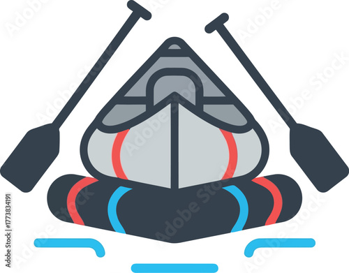 Stylized canoe and paddles vector icon recreation adventure vector