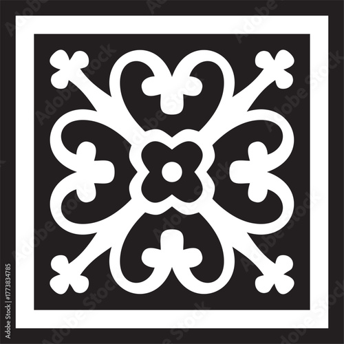 Vector black monochrome ancient Roman ornament elements. Classic European parts of patterns. Lilies and crowns
