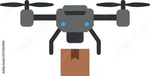 Delivery drone flying with package modern logistics technology vector