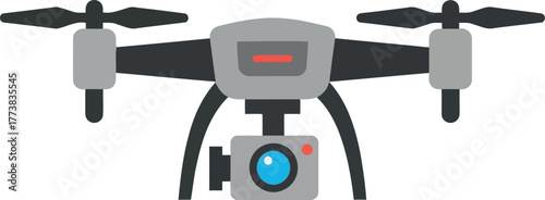 Modern quadcopter drone with camera technology aerial view vector
