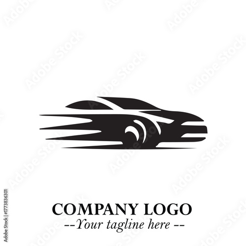 Car Running Fast Logo Symbol in Black on the White Background with Dynamic Speed Design