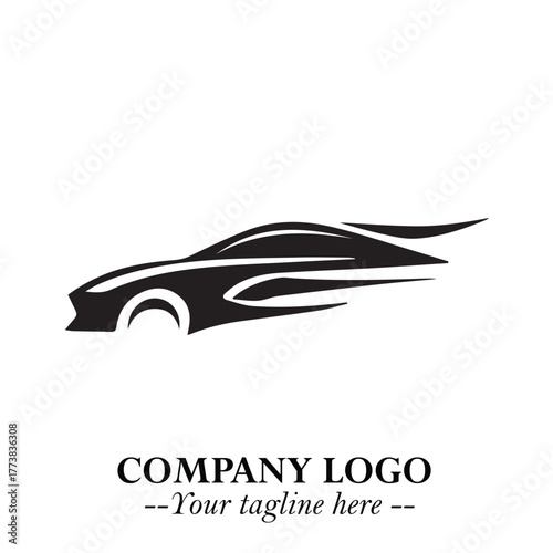 Car Running Fast Logo Symbol in Black on the White Background with Dynamic Speed Design