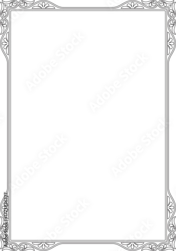 Vector black contour square classic byzantine ornament. Rectangle, border, Ancient Greece, Eastern Roman Empire frame. Decoration of the Russian Orthodox Church