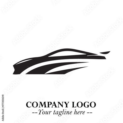 Car Running Fast Logo Symbol in Black on the White Background with Dynamic Speed Design