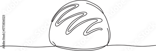 Elegant line art illustration of a single milk chocolate truffle