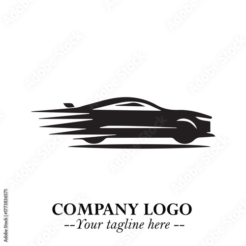 Car Running Fast Logo Symbol in Black on the White Background with Dynamic Speed Design