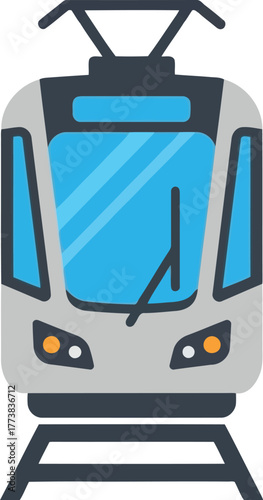 Modern electric tram front view urban public transportation illustration vector