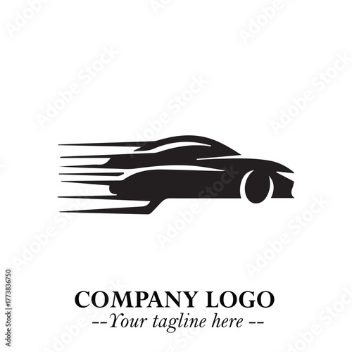 Car Running Fast Logo Symbol in Black on the White Background with Dynamic Speed Design