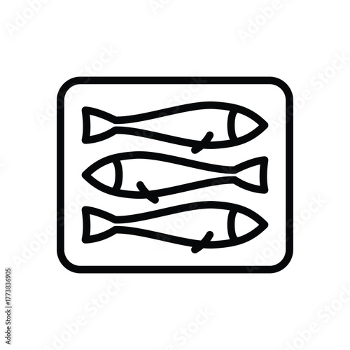 Line drawing of a package of three fish