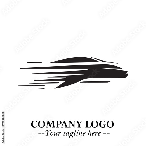 Car Running Fast Logo Symbol in Black on the White Background with Dynamic Speed Design