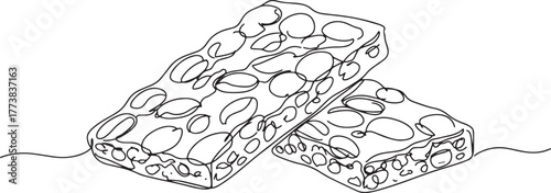 Minimalist peanut brittle line art illustration offering a sweet
