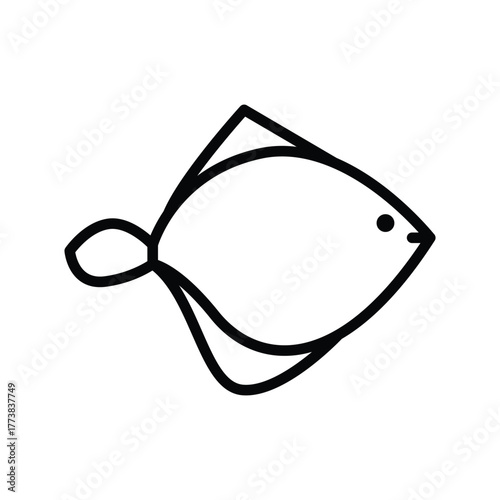 Outlined fish icon with a rounded body triangular fin and a looped tail