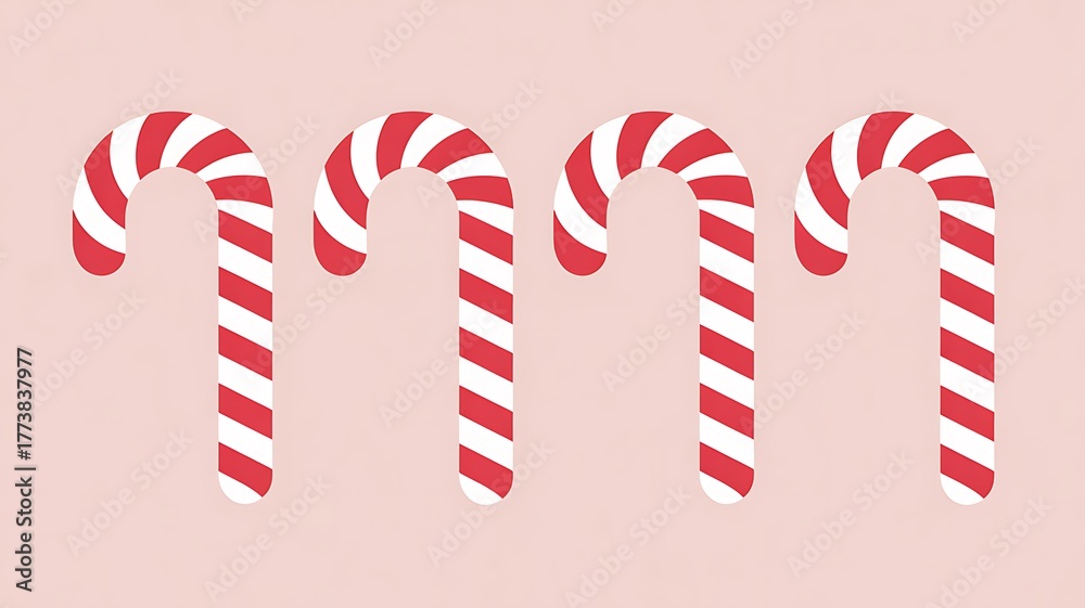 Fototapeta premium Candy cane pattern on pink