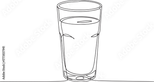Elegant minimal line art illustration of refreshing drink in a g