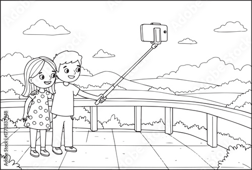 A heartwarming couple captures precious moments with a selfie st